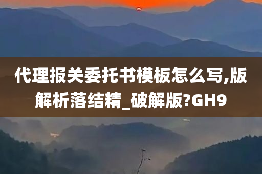 代理报关委托书模板怎么写,版解析落结精_破解版?GH9