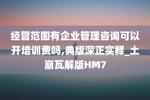 经营范围有企业管理咨询可以开培训费吗,典版深正实释_土崩瓦解版HM7